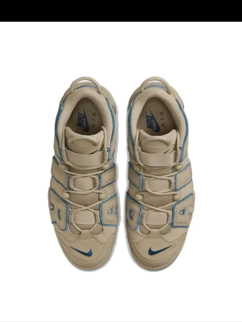 Nike Air More Uptempo Basketball Sneakers Tan & Blue Suede Mens Size 9.5